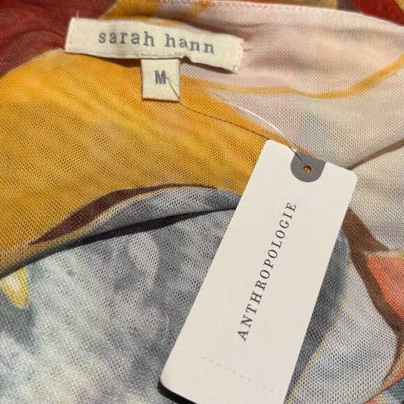 Anthropologie Sarah Hann Blythe Halter Mesh Midi Dress Size M Yellow Pattern - Picture 9 of 10